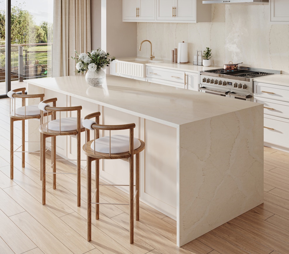 Cuisine avec îlot en quartz
